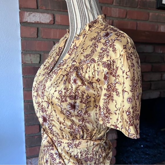 Sandro Paris Suzette Yellow Floral Ruffle Mini Dress Sz 2 - Picture 8 of 11